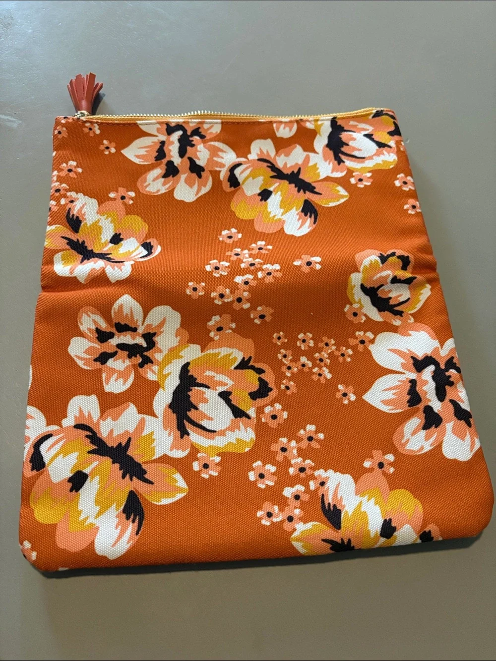 Rachel Pally Orange Floral Zip Pouch Women's Clutch